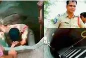  ??  ?? File photo from May 19, 2019, shows circle inspector Koripelly Srujan Reddy, climbing down a the well to rescue two persons who had fallen inside, in Jammikunta mandal.