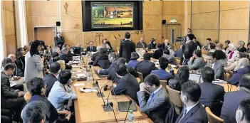  ?? Photo: Xinhua ?? Delegates attend a side meeting titled “Toward the Universal Coverage of Solid Organ Transplant­ation”, during the 71st World Health Assembly in Geneva, Switzerlan­d, on May 24, 2018. The ongoing 71st World Health Assembly (WHA) in Geneva on Thursday...