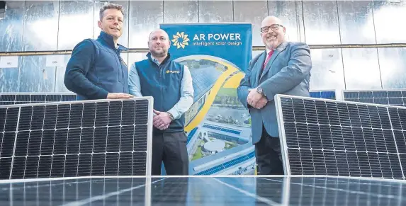  ?? ?? Advanced Renewable Power's technical director Mark Dunville, left, with operations director Chris Balmer, and Sunderland City Council leader, Cllr Graeme Miller.