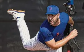  ?? Alejandra Villa Loarca/Getty Images ?? The Mets added pitcher Justin Verlander this offseason, giving the team two three-time Cy Young winners.