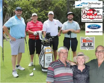  ?? ?? The Goosen family, Francois, Phillip, Retief and Theo. Right: Freek Schutte is the Review Golf Challenge winner and receives his prize from Polokwane Review sales and marketing manager, Sheralyn Janse van Rensburg and club captain Wynand Pretorius.