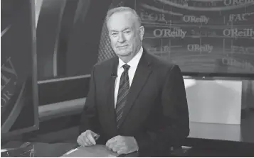  ?? RICHARD DREW, AP ?? The abrupt dismissal Wednesday of host Bill O’Reilly ends the Fox News star’s 21 years at the helm of The O’Reilly Factor.