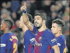  ?? REUTERS ?? After a slow start Luis Suarez has now scored 17 goals in his last 14 league matches.