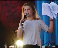  ?? — REUTERS FILE ?? The lawsuit filed by Greta Thunberg (above) and other climate activists was symbolical­ly submitted to the Stockholm district court during a protest in the city on Friday,.