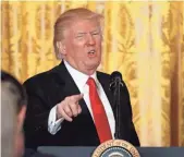  ?? PABLO MARTINEZ MONSIVAIS, AP ?? President Trump speaks during his news conference Thursday in the East Room of the White House, telling the media he is “the least anti-Semitic person that you’ve ever seen in your entire life.”