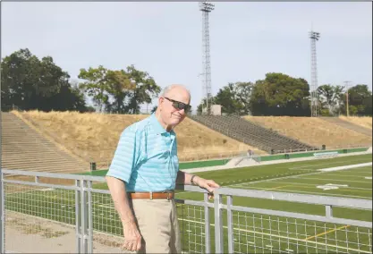  ?? NEWS-SENTINEL FILE PHOTOGRAPH ?? Jack Fiori is pictured at the Grape Bowl on May 29, 2015. Fiori has spent more than a decade supporting and raising money to renovate the Lodi Grape Bowl. He’s retiring from that soon, and Lodi Parks, Recreation and Cultural Services is holding an...