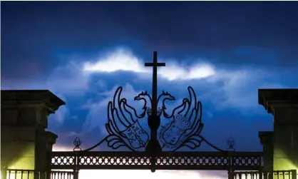  ??  ?? The entrance to the Valley of the Fallen prior to the exhumation of the dictator Franco on Thursday. Photograph: Belen Diaz/DYDPPA/ REX/Shuttersto­ck