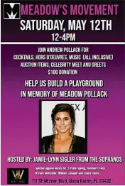  ?? ANDREW POLLACK ?? A fundraisin­g event set for May 12 will be hosted by actress Jamie-Lynn Sigler at Wish Boca.