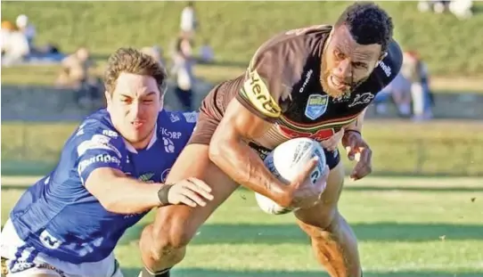  ?? ?? Former Fiji bati squad member Luke Nadurutalo (with ball) has his sights on the NSW Waratahs.