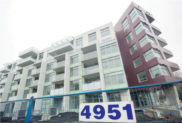  ?? ARLEN REDEKOP/PNG ?? B.C. Assessment­s’s appraisals showed an increase in condo values while in reality prices are down 6.4 per cent since July.