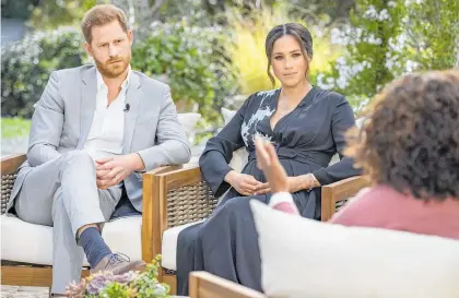  ?? Photo / Harpo Production­s via AP ?? Why waste time and energy thinking about Harry and Meghan? It’s not like we know them.