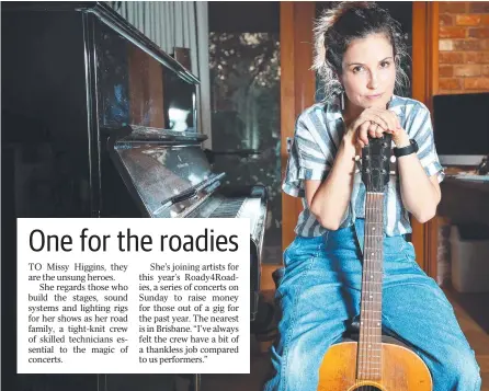  ??  ?? Missy Higgins is joining artists nationwide playing shows to fundraise for roadies. Picture: Rebecca Michael