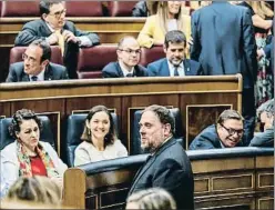  ?? DANI DUCH ?? Junqueras, en primer plano, con Rull, Turull y Sànchez, de fondo