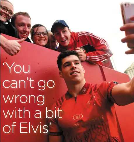  ??  ?? Last week’s man of the match Alex Wootton poses for a selfie after his four tries helped defeat the Cheetahs at Thomond Park