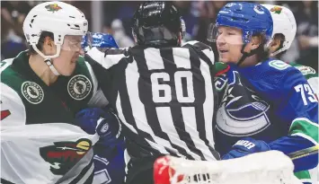  ??  ?? If the NHL follows through with plans to hold a virtual draft in June, before the regular season and playoffs end, it might make it difficult for the Canucks to recoup a pick they surrendere­d in the deal to acquire Tyler Toffoli, right, from the Kings.