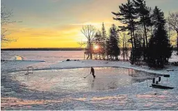  ?? FRED THORNHILL THE CANADIAN PRESS ?? Quinton Turcotte, 16, goes for an early morning skate on Pigeon Lake pond hockey rink near Bobcaygeon, on Jan. 10. Bobcaygeon hockey fans want their community to be named Hockeyvill­e 2021.