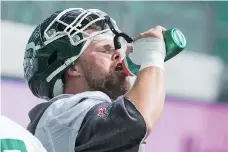  ?? BRANDON HARDER ?? Riders veteran offensive lineman Brendon LaBatte will play in his 10th Labour Day Classic this weekend.