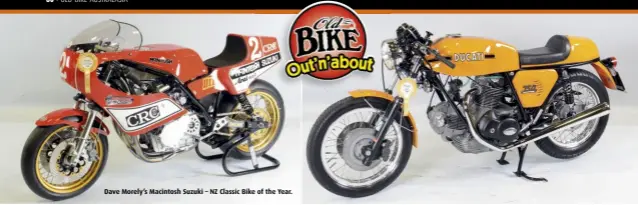  ??  ?? Dave Morely’s Macintosh Suzuki – NZ Classic Bike of the Year.