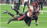  ?? STEPHEN R. SYLVANIE/USA TODAY SPORTS ?? San Diego State wide receiver Jesse Matthews (45) scores a touchdown against UNLV.