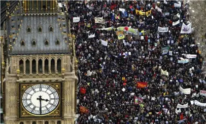  ?? Photograph: Ian Waldie/Getty Images ?? Over a million people marched in London against the Iraq war on 15 February 2003.