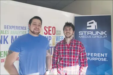  ?? COURTESY OF STRUNK MEDIA GROUP ?? Matthew Strunk, left, and Devin Peterson launched BitMoto in 2015, but it quickly grew into Strunk Media Group, a Maxatawny Township marketing firm that has become one of the fastest growing business in Berks County and the U.S.