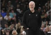  ?? DARREN ABATE — THE ASSOCIATED PRESS, FILE ?? Spurs head coach Gregg Popovich watches the action during the first half against the Nuggets on Nov. 7. Popovich was announced Friday as being among the finalists for enshrineme­nt later this year by the Basketball Hall of Fame.