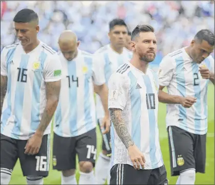  ?? Shaun Botterill / Getty images ?? Lionel messi(10) of Argentina didn’t score a goal in Saturday’s knockout-round loss to france, continuing a trend in his career at the biggest event on the world stage. All of his World Cup scores have come in the group round, and this was likely his last chance.