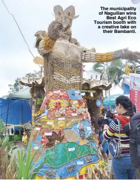  ??  ?? The municipali­ty of Naguilian wins Best Agri Eco Tourism booth with a creative take on their Bambanti.
