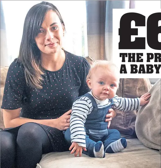  ??  ?? Laura Penman, pictured with baby son Jack, is backing calls for blood test to be introduced after pre-eclampsia risked their lives