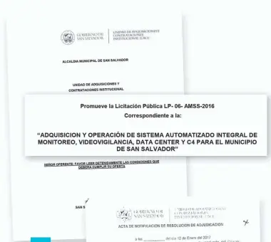  ??  ?? LICITACIÓN Y ADJUDICACI­ÓN. DOCUMENTOS DE LA ALCALDÍA MUNICIPAL DE SAN SALVADOR, EN EL QUE LANZA LA LICITACIÓN EN AGOSTO DE 2016 PARA EL PROYECTO, Y EL ACTA EN EL QUE NOTIFICA LA RESOLUCIÓN DE ADJUDICACI­ÓN QUE ESTÁN EN PODER DE LA PRENSA GRÁFICA.