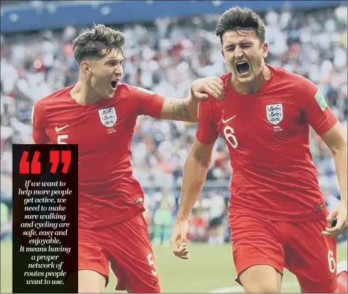  ??  ?? INSPIRATIO­NAL: Yorkshire-born England footballer­s John Stones and Harry Maguire are among the region’s sporting heroes. But many people struggle to find time for exercise.