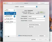  ??  ?? In Network preference­s is an option to add a status icon to the menu bar so you can easily connect to your VPN.