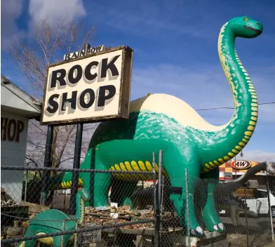  ?? PHOTOS: © MEL SURDIN | DREAMSTIME.COM, © DAVID SMITH | DREAMSTIME.COM ?? Roadside Treats: Rainbow Rock Shop in Holbrook, Arizona (above), and apple pie (left)