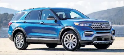  ??  ?? The 2020 Ford Explorer Limited Hybrid RWD SUV. Photo courtesy of Ford Internet Media.