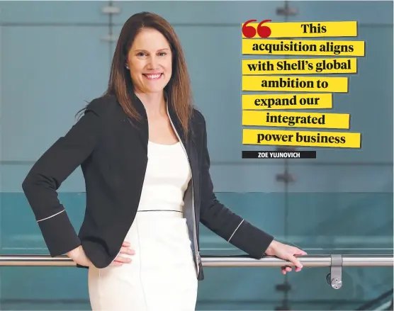  ?? Picture: JANE DEMPSTER ?? STRATEGIC MOVE: Shell Australia’s country chair Zoe Yujnovich is talking up the acquisitio­n of Asx-listed ERM Power.