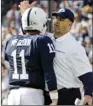  ?? GENE J. PUSKAR / ASSOCIATED PRESS ?? Head coach Bill O’Brien and QB Matt McGloin have led Penn State to an 8-4 record.