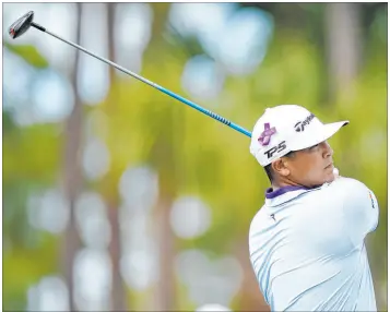  ?? Lynne Sladky The Associated Press ?? Former UNLV player Kurt Kitayama tees off from the ninth hole in the first round of the Honda Classic on Thursday in Palm Beach Gardens, Fla.