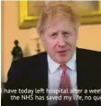  ?? Foto: dpa ?? Per Video bedankte sich Premier Boris Johnson bei den Mitarbeite­rn des Gesundheit­sdienstes.