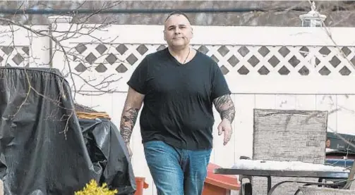  ?? DAVID WEXLER/FOR NEW YORK DAILY NEWS ?? Retired Lt. Adam Lamboy, seen outside his home , was accused of sexually harassing and assaulting a colleague over a number of years.