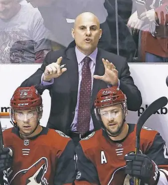  ?? Ross D. Franklin/Associated Press ?? Arizona Coyotes coach Rick Tocchet has the NHL’s second-best defensive team, allowing just 2.43 goals per game en route to a 7-6-1 start to the season.