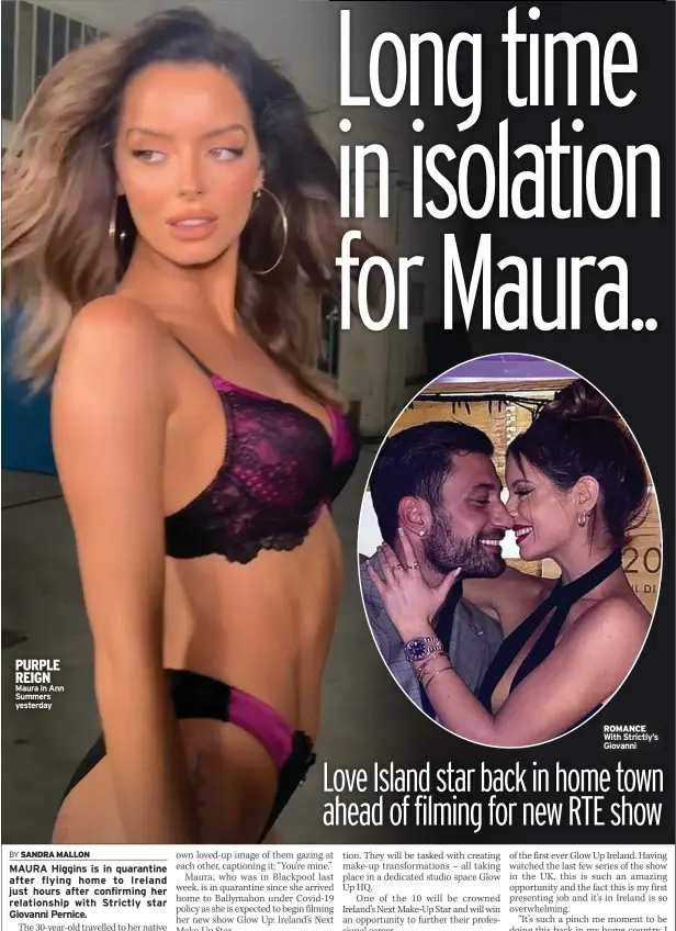  ??  ?? PURPLE REIGN Maura in Ann Summers yesterday
ROMANCE With Strictly’s Giovanni