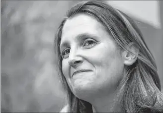  ?? CP PHOTO ?? Minister of Foreign Affairs Chrystia Freeland takes part in a meeting at the G20 Summit last month in Buenos Aires, Argentina.