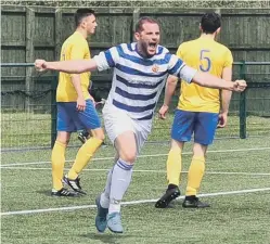  ??  ?? Andrew Clarkson celebrates putting Chester-le-Street 1-0 up in their final.