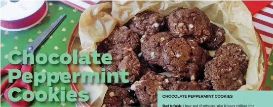  ?? [SARA MOULTON VIA AP] ?? Chocolate peppermint cookies made of a combinatio­n of unsweetene­d and bitterswee­t chocolate.