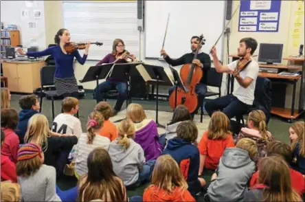  ?? PHOTO PROVIDED ?? Chamber ensemble Decoda performs for a group of children.