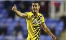  ?? Ryan Pierse/Getty Images ?? Lee Peltier celebrates after scoring his first goal for nine years – although Rotherham lost against Reading. Photograph: