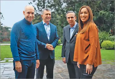  ?? TWITTER ?? EQUIPO. Larreta, Macri, Pichetto y Vidal fueron los cuatro elegidos para la foto que se difundió.