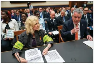  ?? AP/J. SCOTT APPLEWHITE ?? Rep. Carolyn Maloney (left), D-N.Y. and Rep. Peter King, R-N.Y., testify at a Capitol Hill hearing Tuesday by the House Judiciary Committee as it considers permanent authorizat­ion of the Victim Compensati­on Fund for firefighte­rs, first responders and survivors of the Sep. 11, 2001, terror attacks.