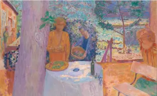  ??  ?? Pierre Bonnard, The Terrace at Vernonnet, 1939, Oil on canvas, 58 1/4 x 76 3/4 in. (148 x 194.9 cm)