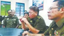  ??  ?? The Rela platoon leaders at the meeting yesterday to condemn the assault.